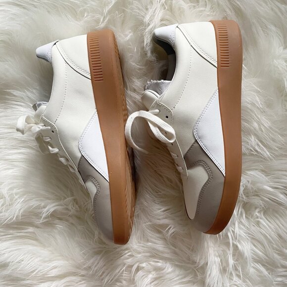 NEW Everlane White Cream Gray Releather Recycled Leather Court Sneakers - Picture 4 of 9